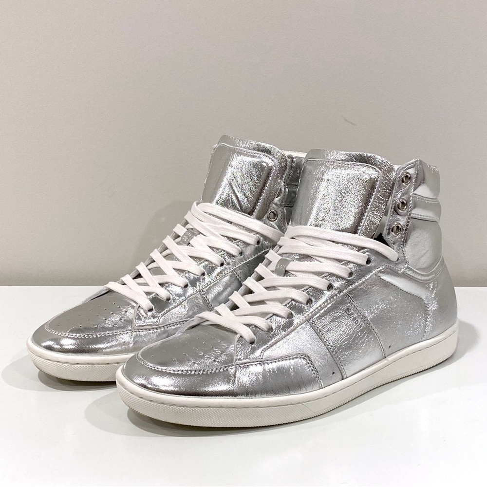 Saint Laurent Argento Metallic Silver Sneakers sz US-8 EU-41